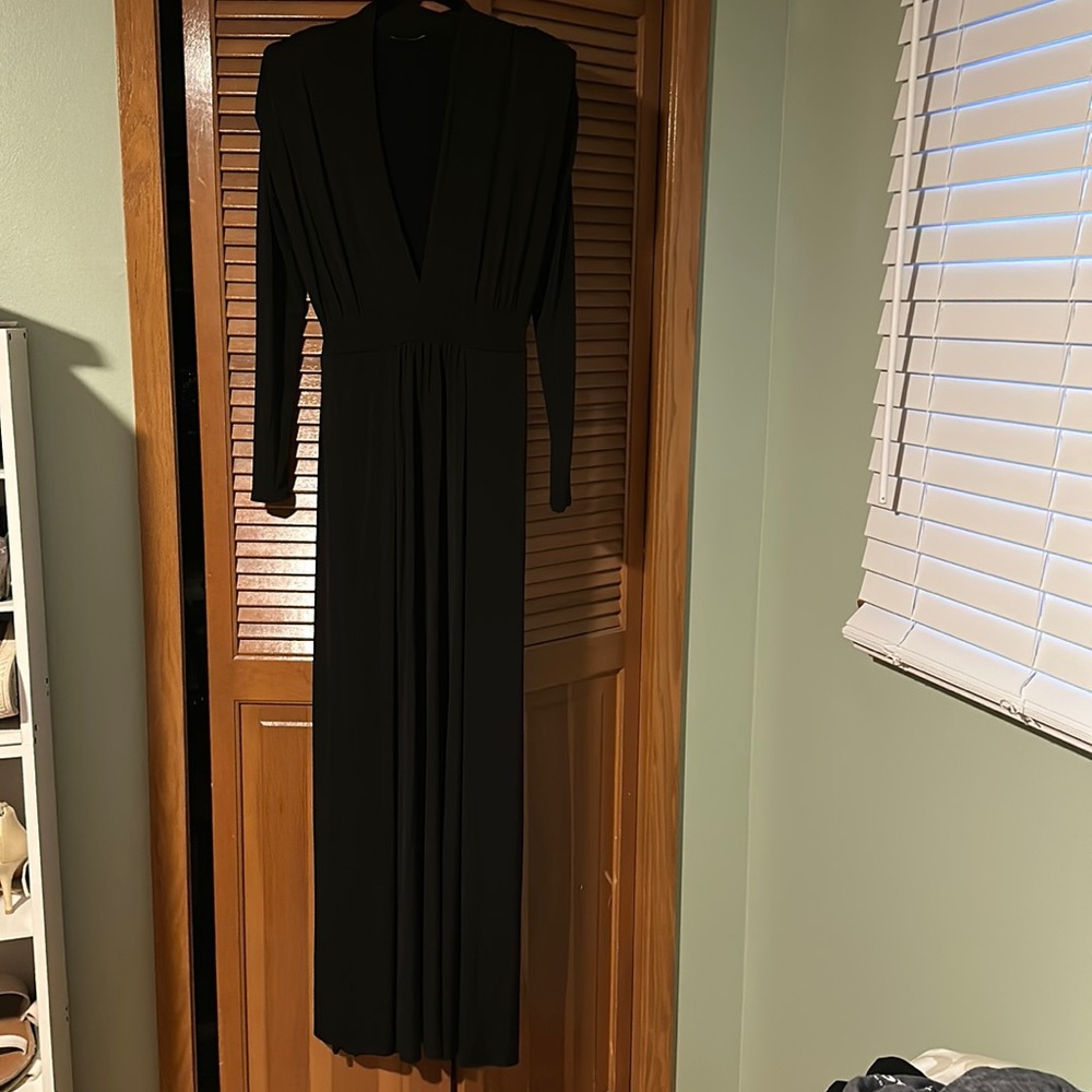 Black plunge floor length gown
